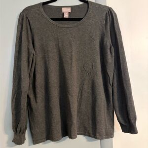 Chico's Dark Heather Gray Crewneck Knit Top